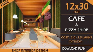 12x30 Cafe Shop  Pizza shop  Best Cafe Design  coffee shop interior design  Green Themed Cafe [upl. by Marena353]