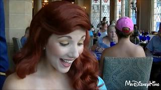 Ariel Greets Guests at Cinderellas Royal Table in Walt Disney World [upl. by Dnalerb]