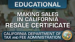 Understanding the Resale Certificate  Making Sales In California [upl. by Caine]