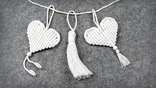 How to Make Macrame Heart using Double Half Hitch Knots [upl. by Ayahs]