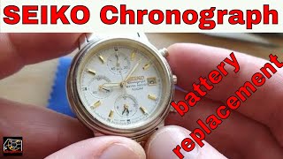 Seiko Chronograph battery replacement quartz movement 7T62 [upl. by Yancy]