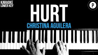 Christina Aguilera  Hurt Karaoke SLOWER Acoustic Piano Instrumental Cover Lyrics LOWER KEY [upl. by Wilhelm296]