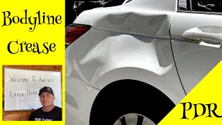 Removing Large Bodyline Crease Dent with PDR  TIPS amp Techniques [upl. by Anetsirk]