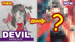 How to draw Devil Girl  Then and Now l Huta Chan [upl. by Enirhtak]