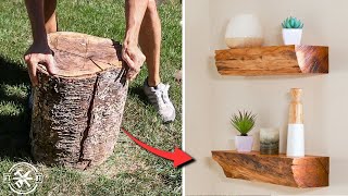 DIY Floating Shelves from FIREWOOD  Woodworking [upl. by Lynnell]