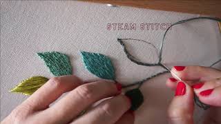 Leaf Filling with Stem Stitch  Embroidery Tutorial [upl. by Jaylene]