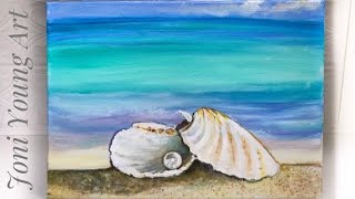 HOW TO PAINT SEASHELL WITH A PEARL ACRYLIC TUTORIAL STEP BY STEP [upl. by Eibo]