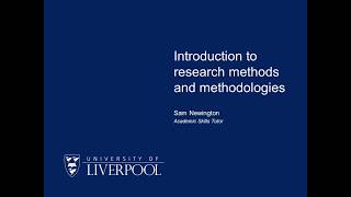 Introduction to research methods and methodologies [upl. by Dorrie]