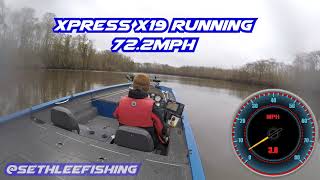 Xpress X19 722MPH Run LOADED TO FISH  Xpress X19 w 200 Mercury ProXS [upl. by Akeyla456]