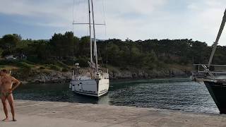 Boat Fail Yacht crashes while berthing in Osor Croatia [upl. by Riplex]