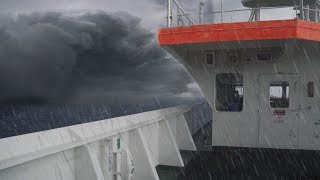 CARGO SHIP IN A BAD STORM Passengers Perspective  Cargo  Container Ship Travel [upl. by Ainekahs965]