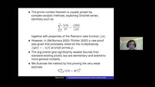 Terence Tao UCLA Pseudorandomness of the Liouville function [upl. by Nerrual]