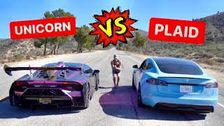 Tesla Plaid VS TwinTurbo Huracan “Unicorn” [upl. by Edlitam]