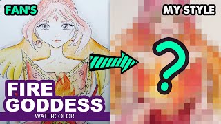 Drawing Fire Goddess l 1 Redraw fan’s painting l Tutorial painting by Huta Chan [upl. by Ticon]