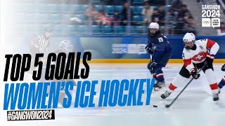 Top 5 Goals  Womens Ice Hockey Day 3  Gangwon 2024 [upl. by Lai813]