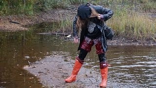 Wet autumn walk in hunter wellies [upl. by Ahsiket]