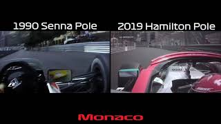 F1  1990 Ayrton Senna vs 2019 Lewis Hamilton  Monaco [upl. by Lonyer591]