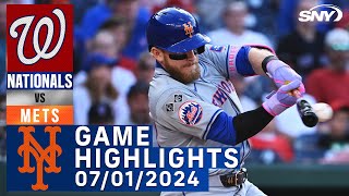 Mets vs Nationals 712024  NY Mets Highlights  SNY [upl. by Javler]