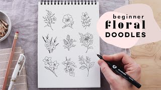 9 Simple Floral Doodles  How to Draw Flowers Step By Step [upl. by Eigroeg]