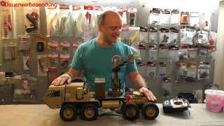 Der AMEWI 116 RC US Military Truck mit Sound Licht und Kran [upl. by Nilek]