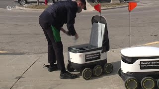 Food delivery robots huge hit on Ohio college campus [upl. by Douty313]