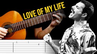 LOVE OF MY LIFE Guitar Tabs Easy Tutorial Queen [upl. by Migeon]