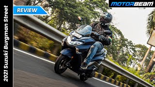 2021 Suzuki Burgman Street Review  Still The Best MaxiScooter  MotorBeam [upl. by Aissac]