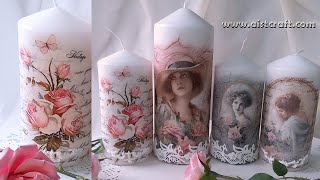 Decoupage Candles Decorations DIY Ideas for Beginners [upl. by Ennoitna]