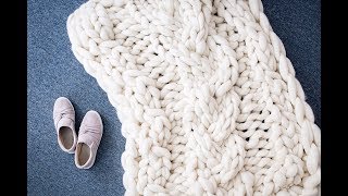 HOW TO HAND KNIT CABLE KNIT MERINO BLANKET [upl. by Kassi886]