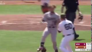 Bryce Harper Charges the Mound and Gets in Fight With Giants Hunter Strickland [upl. by Kylander]