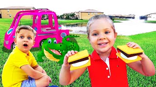 Diana and Roma  Amazing Camping adventure with Barbie car [upl. by Ahtaga]