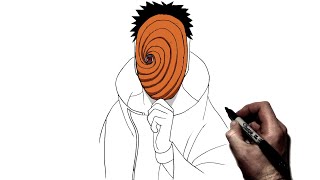 How To Draw Tobi Obito  Step By Step  Naruto [upl. by Eillehs589]