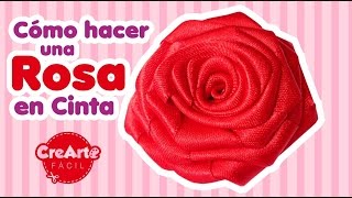 Cómo hacer una rosa en cinta fácil  How to make a ribbon rose DIY [upl. by Olympie]