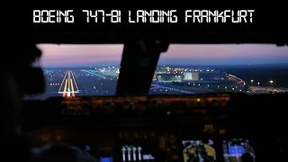 Boeing 7478 Lufthansa Cockpit  landing in Frankfurt [upl. by Buzz348]