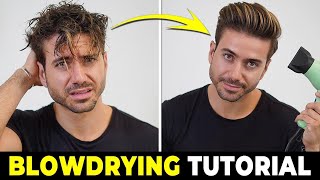 HOW TO USE A HAIR DRYER  Blowdrying Tutorial  Mens Hairstyle Tutorial 2022 [upl. by Tymes]