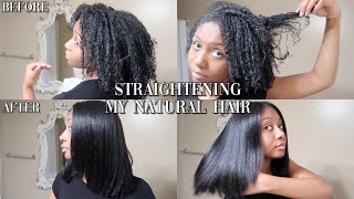 SILK PRESS AT HOME ON NATURAL HAIR  CURLY TO STRAIGHT  NO FRIZZ [upl. by Petes705]