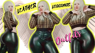 💋 LEATHER LEGGINGS OUTFIT IDEAS How to style leather leggings [upl. by Aedni645]