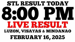 STL Result Today 8PM Draw February 16 2025 STL Luzon Visayas and Mindanao LIVE Result [upl. by Ariek]