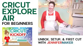 Cricut Explore Air For Beginners Unboxing Setup amp First Cut  Cricut Kickoff Lesson 1 [upl. by Tebasile]