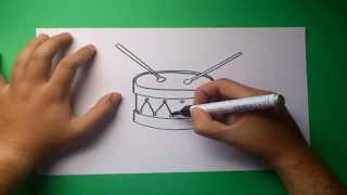 Como dibujar un tambor paso a paso  How to draw a drum [upl. by Allsun]