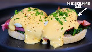 Eggs Benedict Recipe  The Best Hollandaise Sauce Ever [upl. by Ecirtap196]