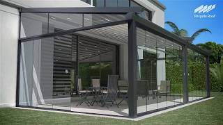 Pergola Roof and Sliding Glass Doors with Motorized Screen [upl. by Dde]