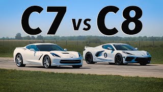 C8 Corvette vs C7 Corvette  Drag amp Roll Race Comparison [upl. by Isiahi690]