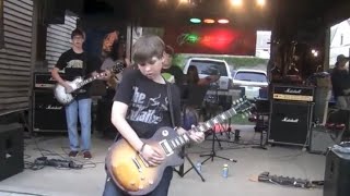 Insane 12 Year Old Garage Band Covers Guns N’ Roses Sweet Child O Mine for huge crowd [upl. by Opal]