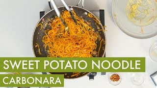 Spiralized Sweet Potato Carbonara I Gluten Free Spiralizer Recipe [upl. by Anemaj965]