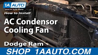 How To Replace AC Condenser Cooling Fan 0208 Dodge Ram PART 1 [upl. by Enialed]