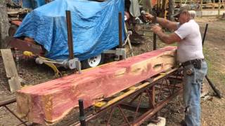 Cedar Log Being Milled on a FoleyBelsaw A14 Circular Sawmill 2 [upl. by Meenen]