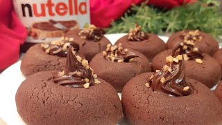 Nutellotti solo 3 ingredientiنوتيلوتي كوكيز إيطالي بالنوتيلا بثلاث مكونات فقط Nutella cookies [upl. by Lytsirk]