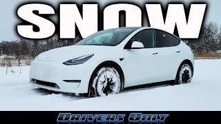 Tesla Model Y Tested in DEEP Snow [upl. by Wilsey176]