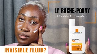 LA ROCHE POSAY ANTHELIOS ULTRALIGHT INVISIBLE FLUID SPF 50  DEMO amp REVIEW ON DARK SKIN [upl. by Aretina]